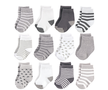 Medias Crew Pack X12 Blanco Negro Hudson Baby