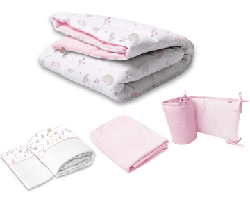 Set De Cuna Elefante Y Arcoíris | Rosado B4 Baby