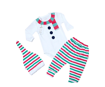 Set Muñeco Nieve Unisex ( Body -Pantalon -Gorro ) Lara