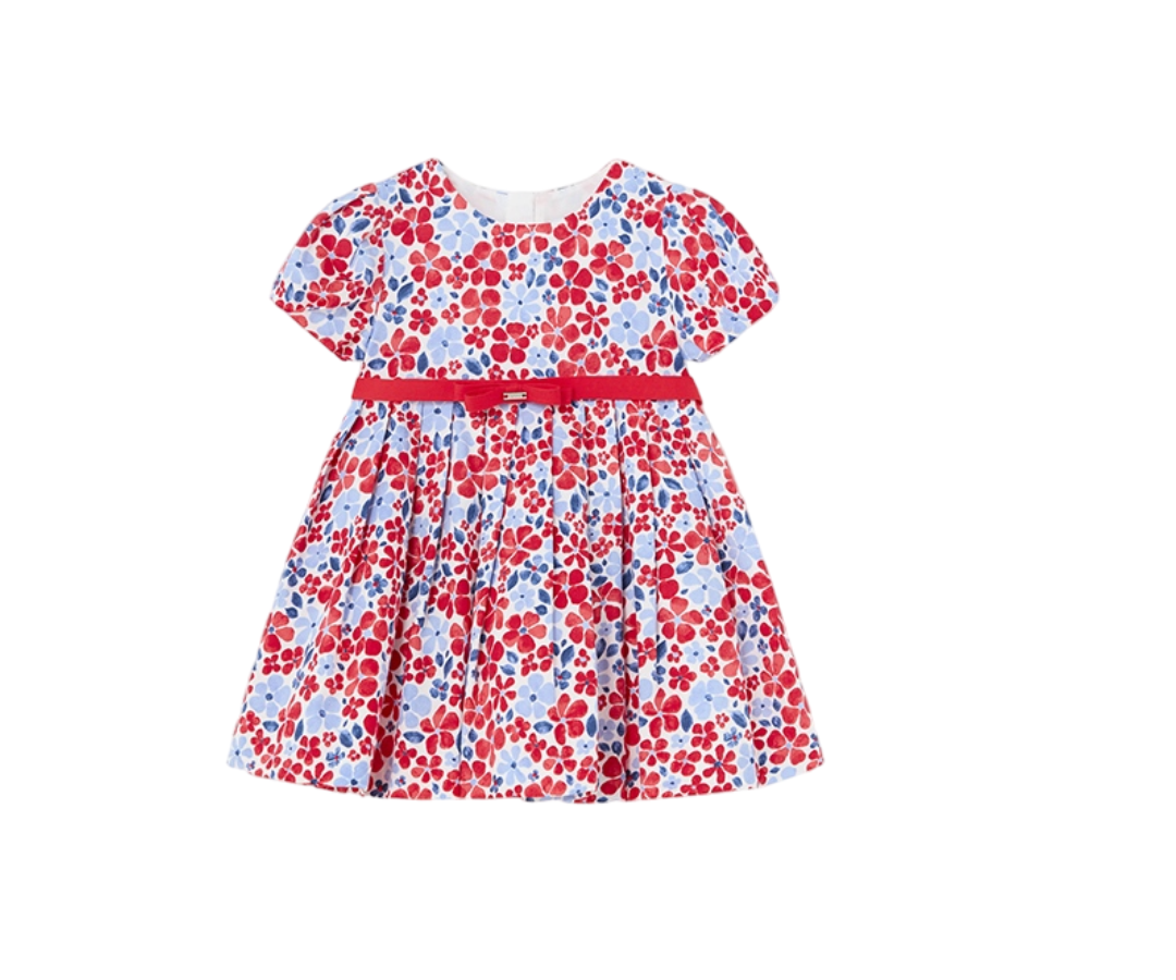 Vestido Satén Estampado Niña Rojo Mayoral