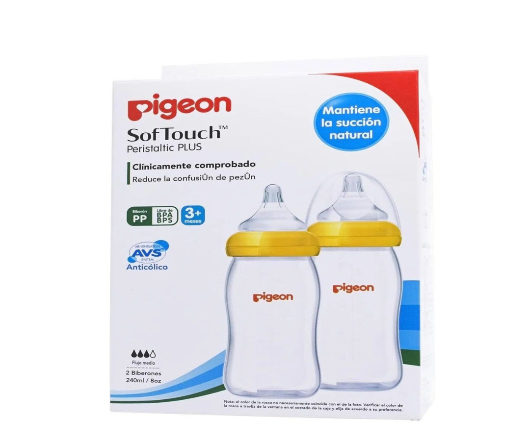 Pack X 2 Biberones Soft Touch Boca Ancha X 240 ML Pigeon