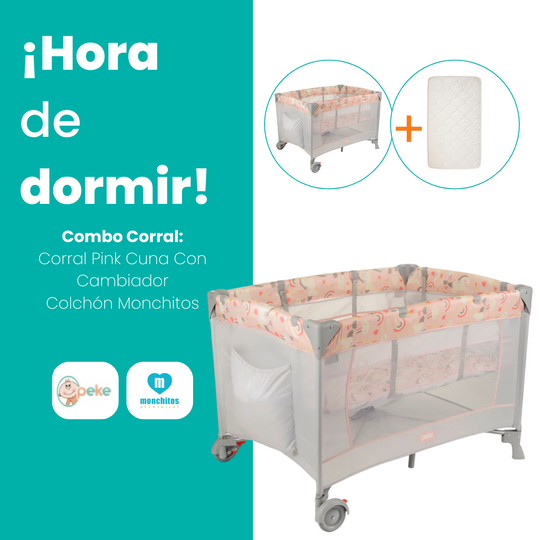 Combo Corral Peke Rosado + Colchón