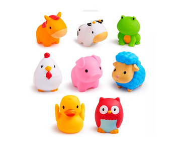 SET DE 8 PIEZAS PARA BAÑO DE ANIMALES GRANJA MUNCHKIN