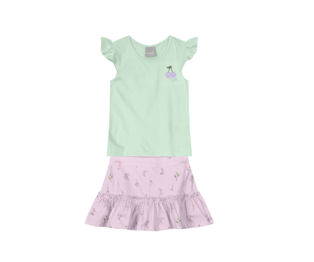 Conjunto Blusa Y Falda Shorts Niña Brandili