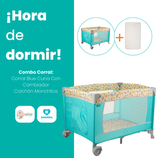 Combo Corral Peke Azul + Colchón