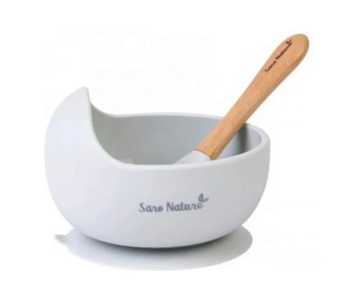 Set De Bowl Con Ventosa Y Cuchara Gris Saro