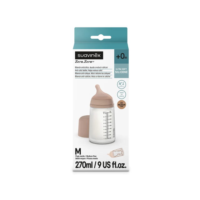 Biberon Zero.Zero Medium Flujo Medio (M) 270 ML - Suavinex
