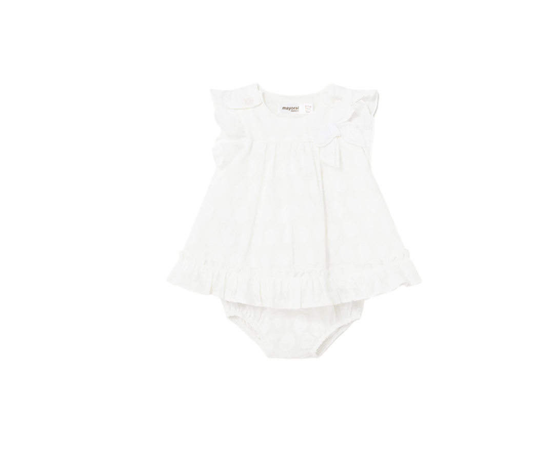 Vestido Jacquard Lunar Bebas Blanco Mayoral