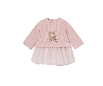 Vestido Tricot Combinado Tul Rosa Baby Mayoral