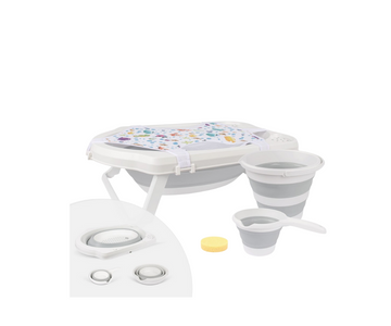 Combo Bañera Plegable 5 Pcs | Gris Sevibebe