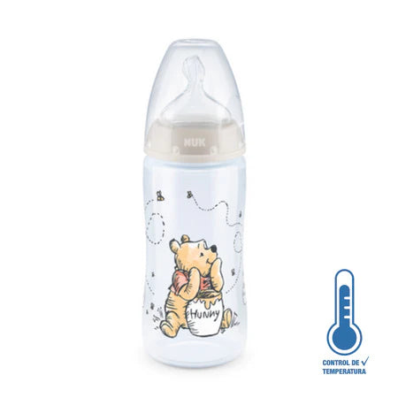 NUK First Choice+ Biberones de bebé, anticólicos, 0-6 meses, con control de  temperatura, tetina de silicona, sin BPA, azul, 300 ml, 4 unidades