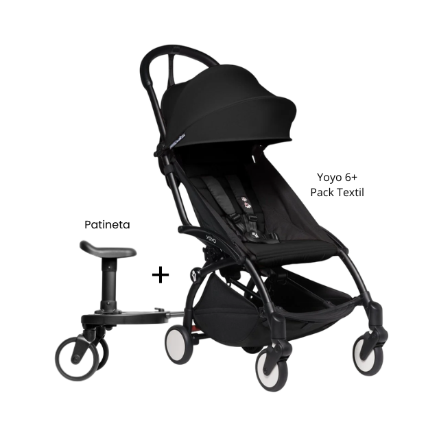 Estructura de Coche Yoyo 2 Negro + Cobertura Babyzen 6+ + Patineta | Negro - Yoyo