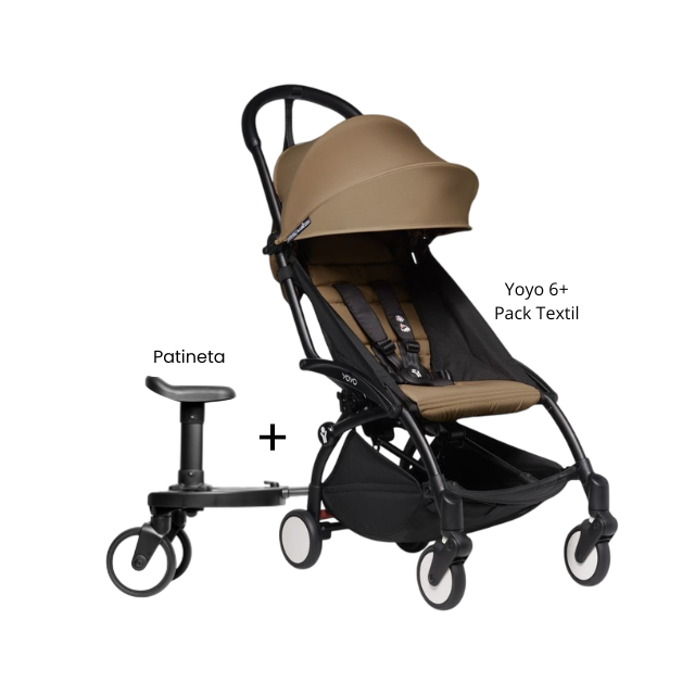 Estructura de Coche Yoyo 2 Negro + Cobertura Babyzen 6+ + Patineta | Toffee - Yoyo