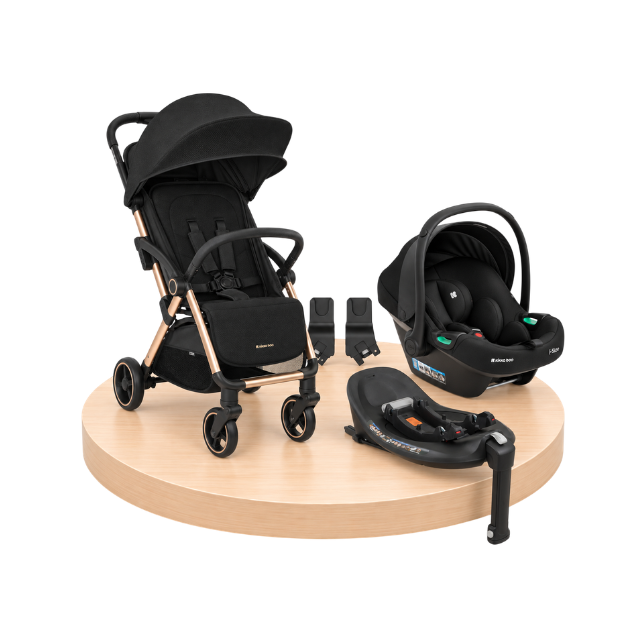 Combo: Coche Eden + Portabebé I-Xtend + Base Para Portabebe I-Xtend + Adaptadores Para Coche Edén | Negro - Kikkaboo