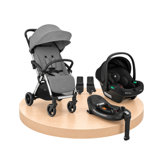 Combo: Coche Eden + Portabebé I-Xtend + Base Para Portabebe I-Xtend + Adaptadores Para Coche Edén | Gris - Kikkaboo