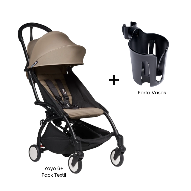 Estructura de Coche Yoyo 2 Negro + Cobertura Babyzen 6+ + Portavaso | Taupe - Yoyo