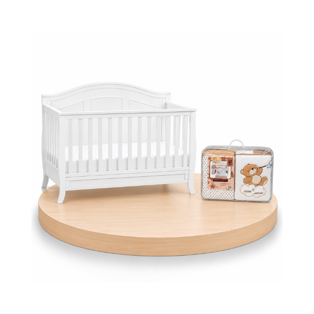 Combo: Cuna de Madera Emmett 4 en 1 + Set de Cuna | Little Artist - B4baby