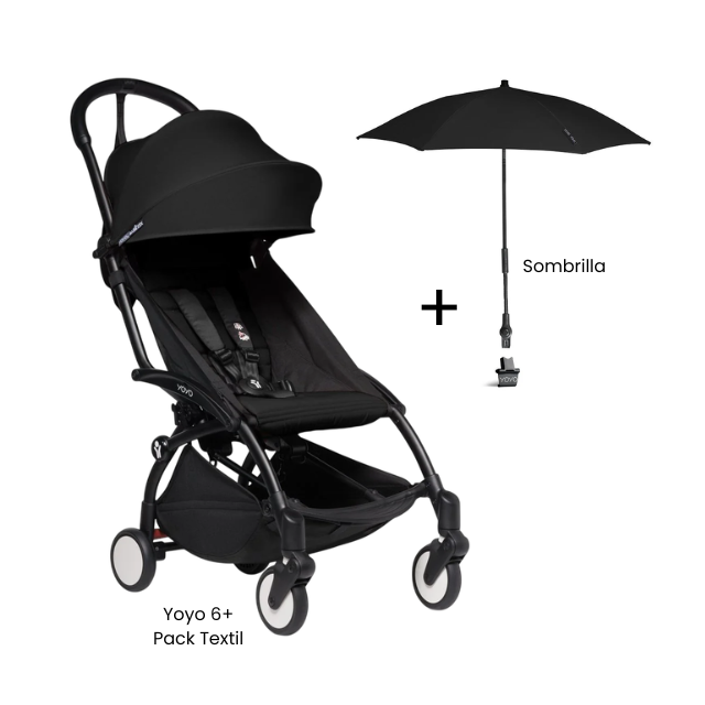Estructura de Coche Yoyo 2 Negro + Cobertura Babyzen 6+ + Sombrilla | Negro - Yoyo