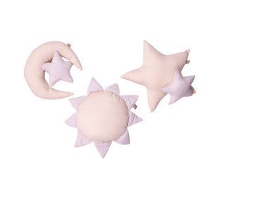 Cojines 3 PZ. Estrella - Sol Y Luna | Rosado B4 Baby