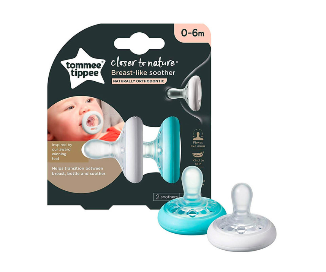 CHUPONES BREAST-LIKE 0-6M x2 TURQUESA/BLANCO TOMMEE TIPPEE