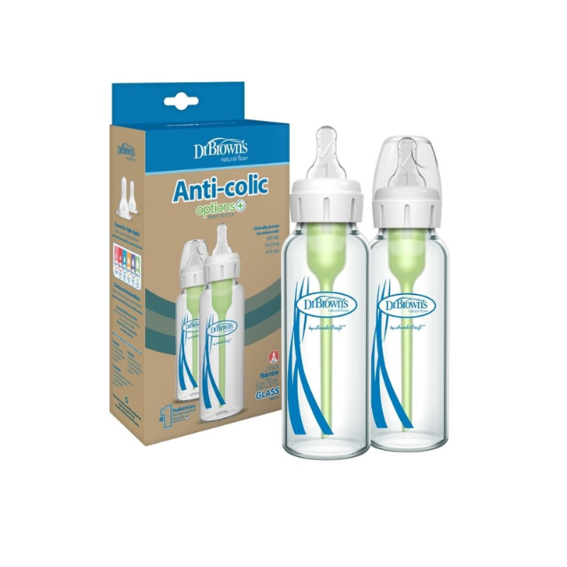 Set x2 Biberones Options Vidrio B/S | 8Oz. - Dr. Bronws