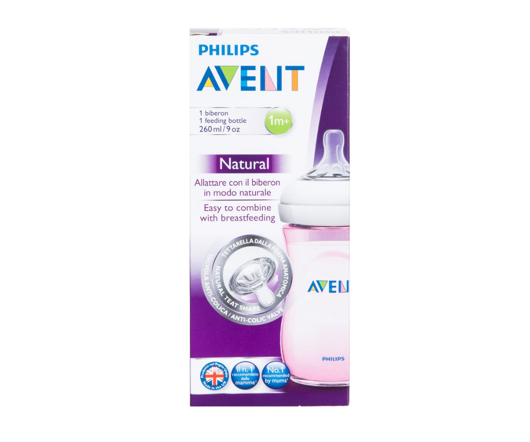 BIBERON NATURAL 2 9OZ ROSA AVENT
