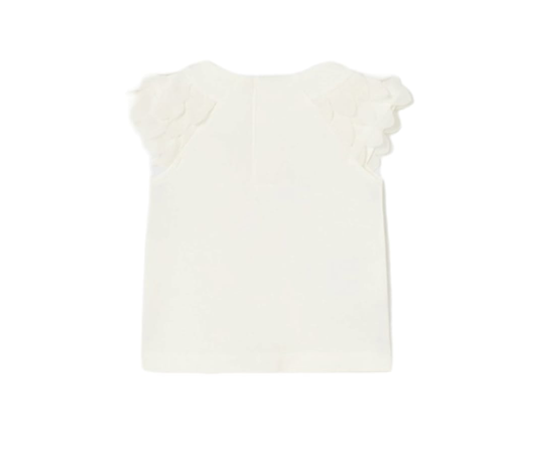 Camiseta M/C Apliques Flor Crema Mayoral