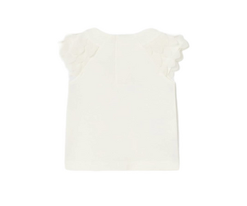 Camiseta M/C  Apliques Flor Crema Mayoral