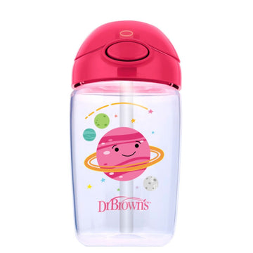 VASO CON PAJITA DE 12 OZ, PLANETAS ROSADOS