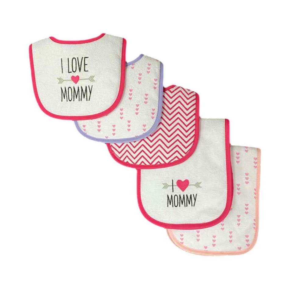 SET 5 PCS BABEROS Y TOALLITAS SACA GASES NIÑA