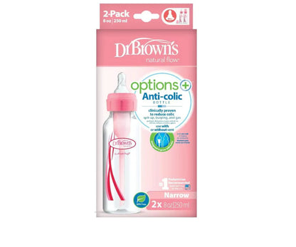 Set  X2 Biberones  B/S 8 Oz Rosa Dr. Browns