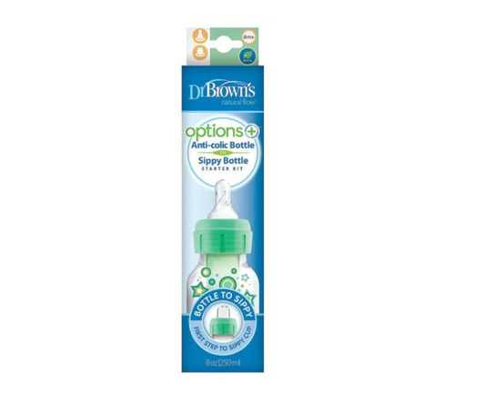 Biberón de Transición 2 en 1 B/S 8 Oz | Verde Estrellas - Dr. Browns