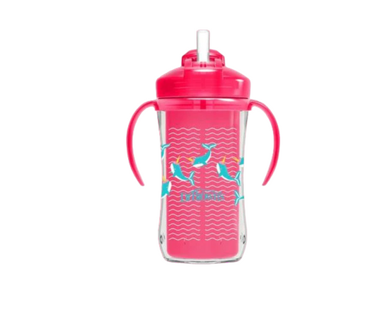 Vaso Ins. Con Cañita 10 Oz Con Asas Rosado Dr. Browns