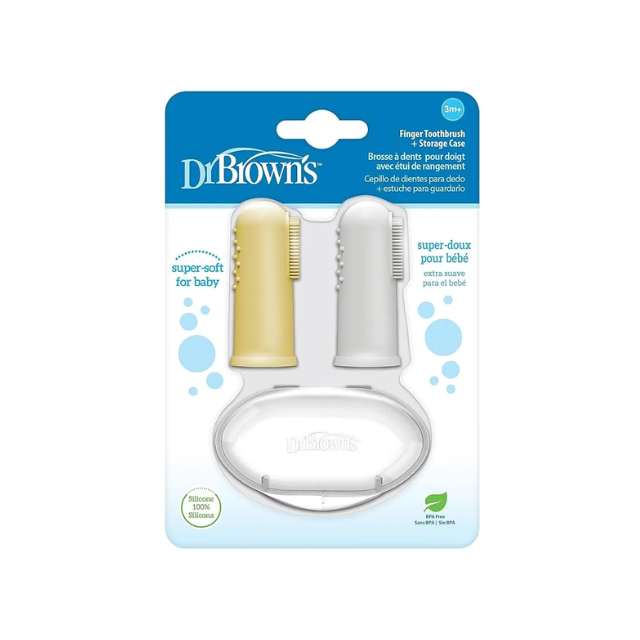 Set X2 Cepillos Silicona / Estuche Gris Y Amarillo - Dr. Browns
