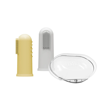 Set X2 Cepillos Silicona / Estuche Gris Y Amarillo - Dr. Browns