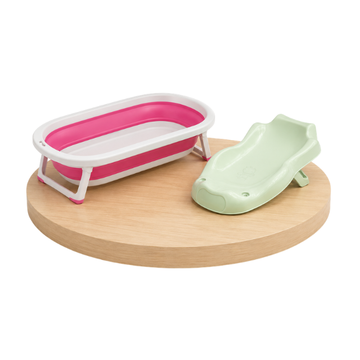 Combo Soporte + Bañera Plegable Mega | Rosado - Karibu