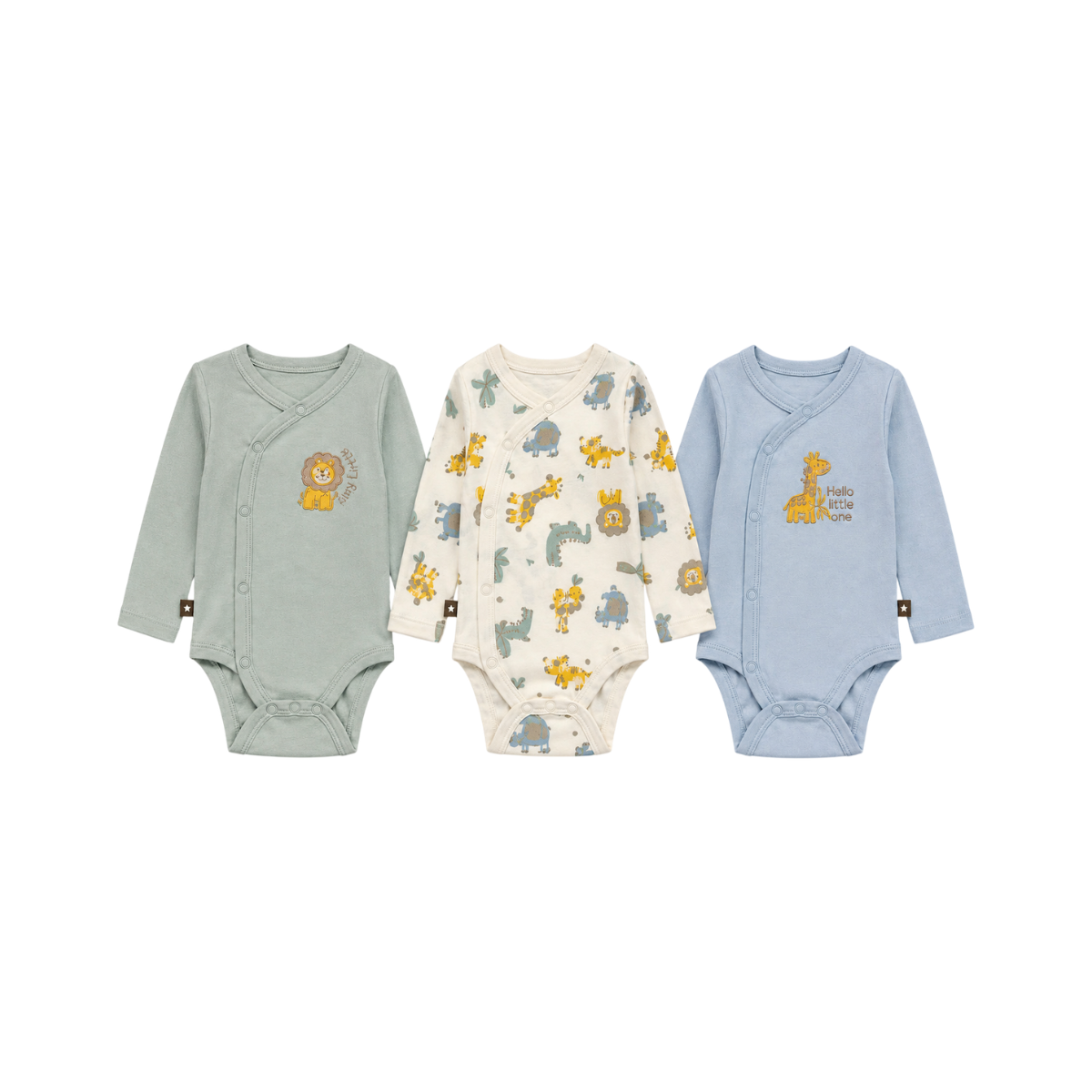 Conjunto 3 Enterizos Manga Larga Cruzada | Selva - B4baby