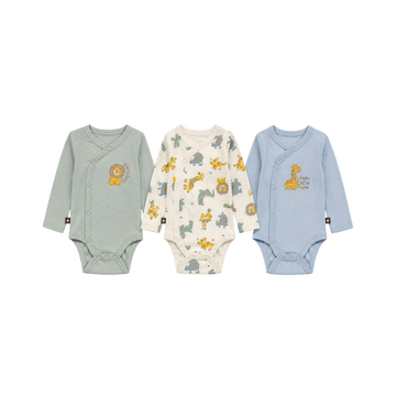Conjunto 3 Enterizos Manga Larga Cruzada | Selva - B4baby