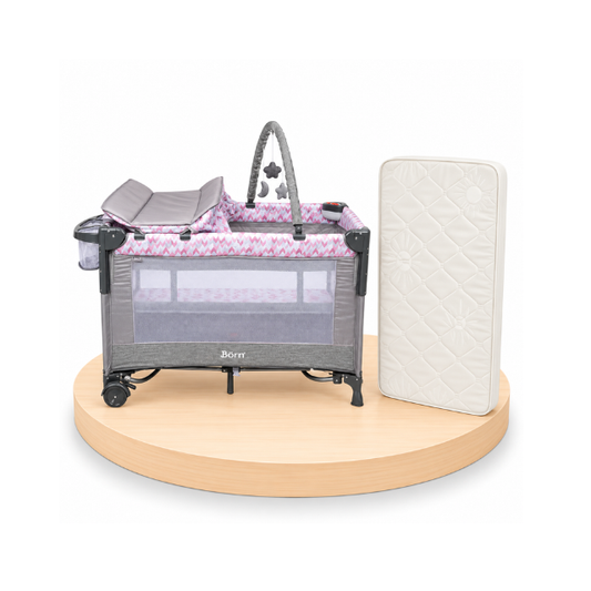 Combo: Pack And Play Cuna Colecho + Colchón | Pink Print - Born