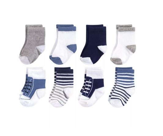 Medias Sneackers  Pack xX8 Azul / Gris Hudson Baby