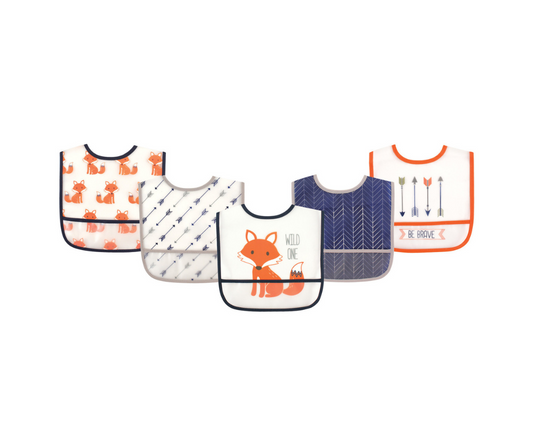 Baberos Pack X5 Con Bolsillo |  Zorrito Hudson Baby