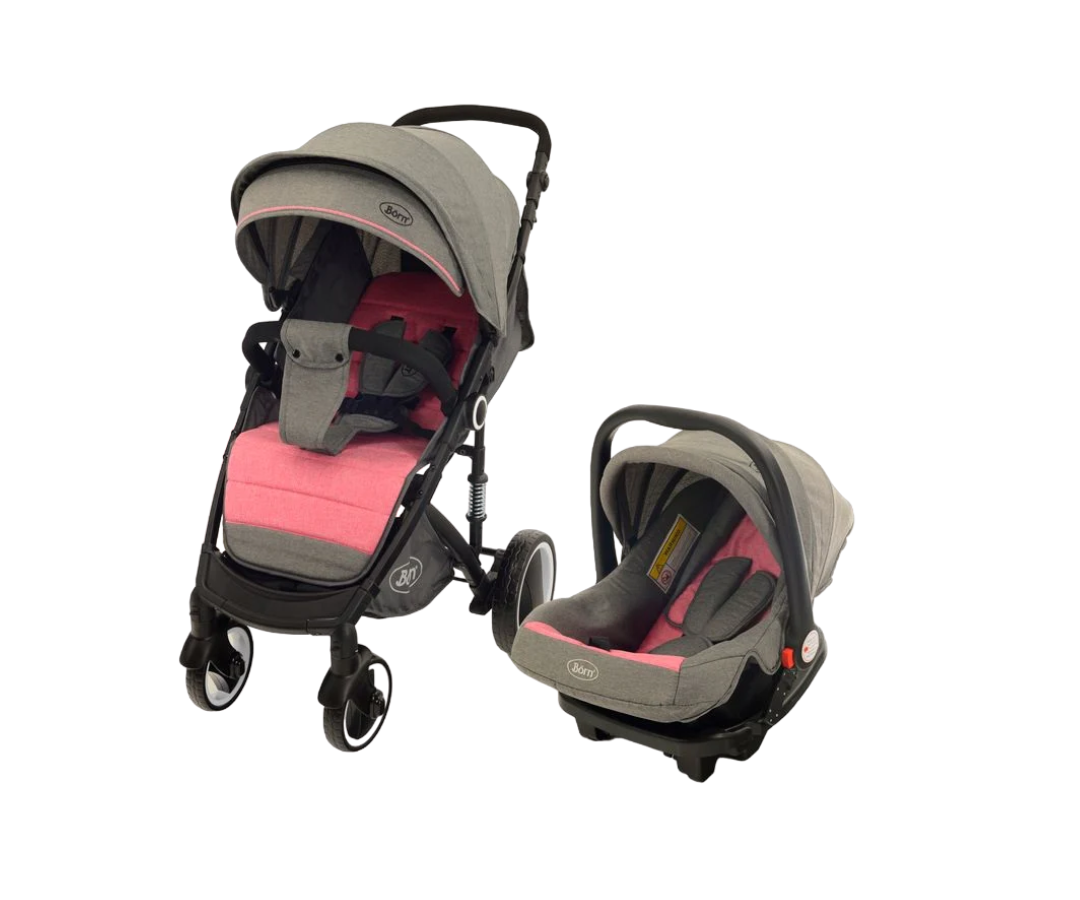 Coche Ziro 4 En 1 Rosado Con Gris Born