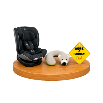 Combo Born Asiento de Auto Delta Plus Giratorio Iso Fix + Bebé a Bordo + Soporte para Cuello | Oso - Born