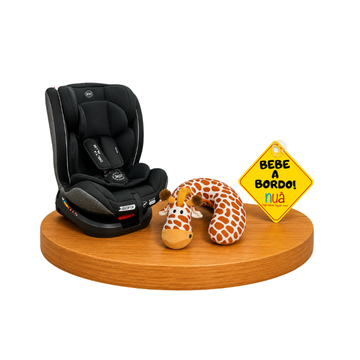 Combo Born Asiento de Auto Delta Plus Giratorio Iso Fix + Bebé a Bordo + Soporte para Cuello | Girafa - Born