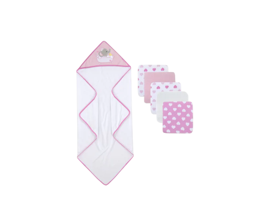 Toalla Con Capucha Con 5 Toallitas Rosa Ad Sutton