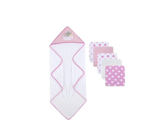Toalla Con Capucha Con 5 Toallitas Rosa Ad Sutton