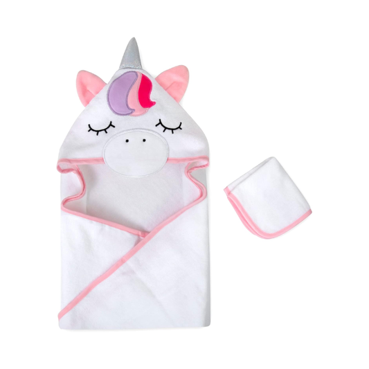 Toalla Blanca Unicornio - Hudson Baby