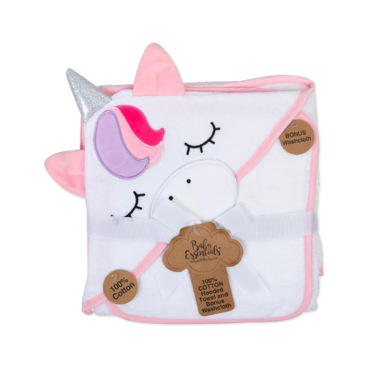 Toalla Blanca Unicornio - Hudson Baby