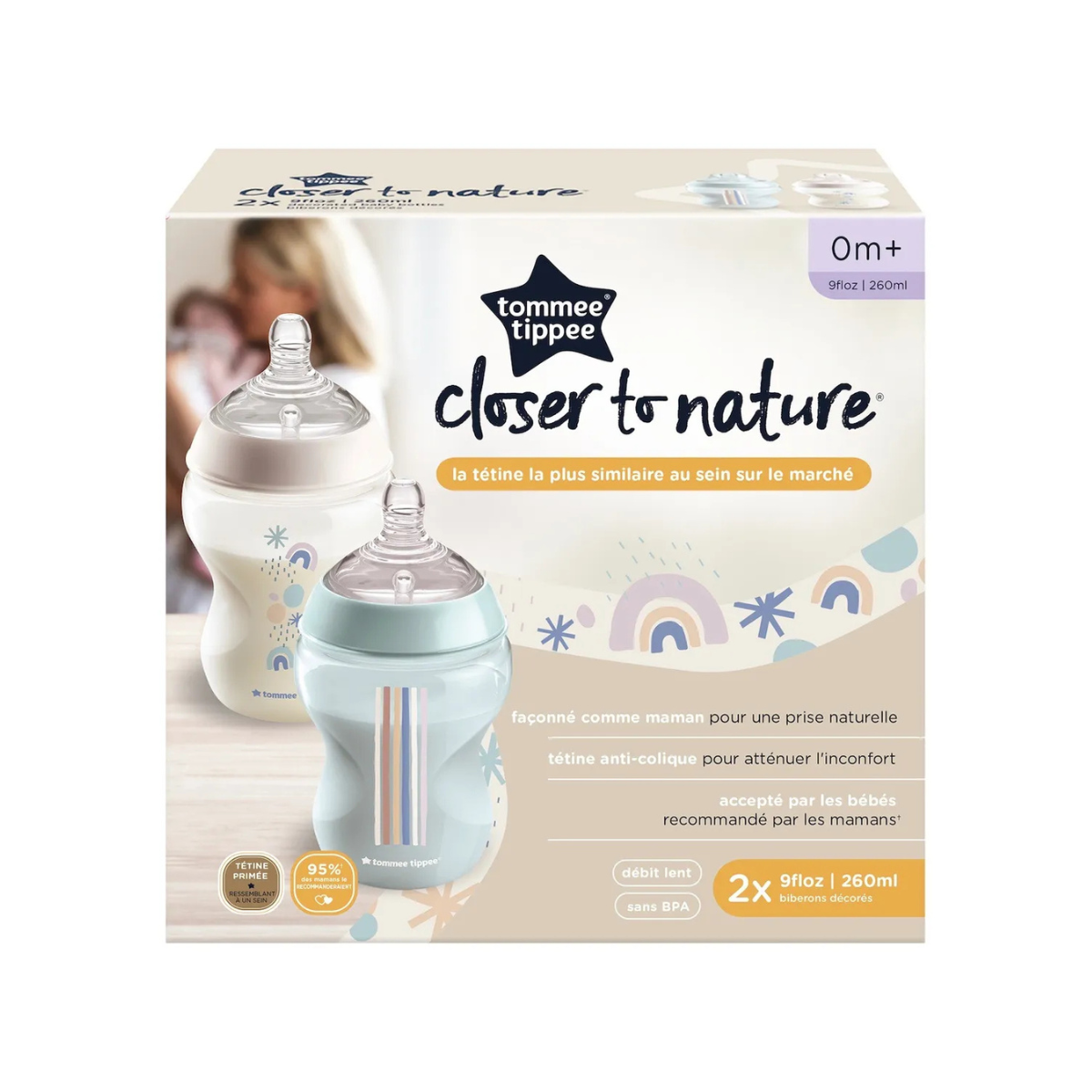 Biberon Closer To Nature 9Oz Niño X 2 Unidades Tommee Tippee