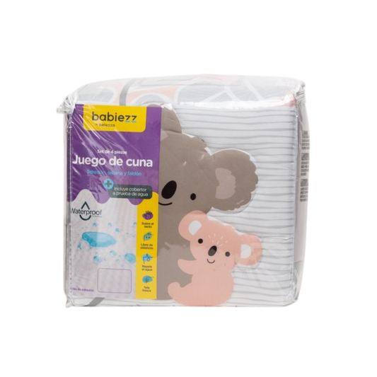 Set 3 Piezas Para Juego De Cama De Cuna | Jungla Niña Koala Pajaros & Elefantes Belezza